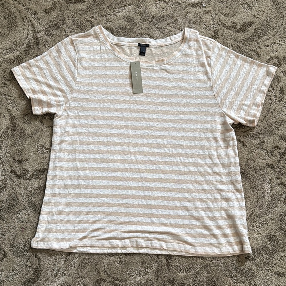 Striped Beige and White Women's Top